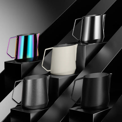 MHW-3BOMBER GT Milk Pitcher glossy in various colors. Stainless steel milk frothing pitcher for latte art.