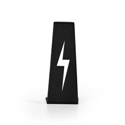 A sleek magnetic black metal stand featuring a lightning bolt cutout, shown against a plain white background, from the MHW-3BOMBER Lightning Needle Distributor WDT Tool 2.0 series.