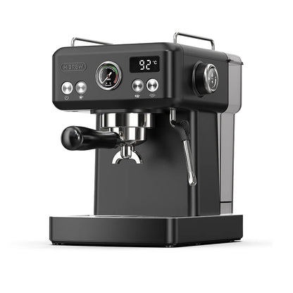 Black Hibrew H10A espresso machine, offering a sophisticated and contemporary design. Perfect for coffee lovers seeking a sleek and elegant coffee machine for their home brewing needs.