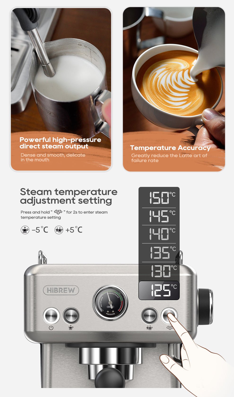 HiBREW H10A Espresso Coffee Machine with Temperature Adjustment