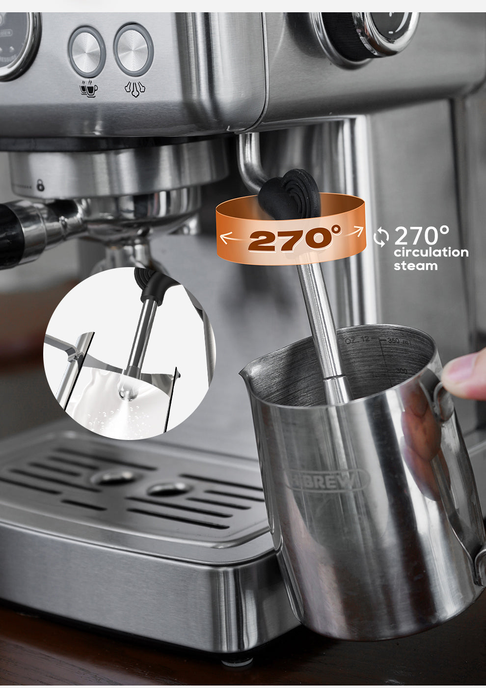 HiBREW H10A Espresso Coffee Machine with Temperature Adjustment