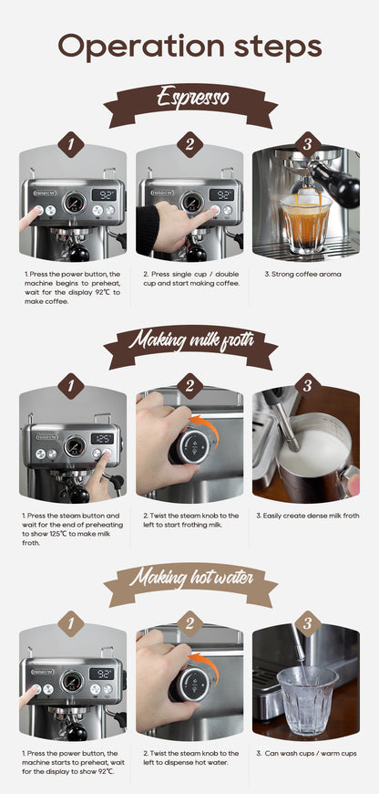 HiBREW H10A Espresso Coffee Machine with Temperature Adjustment