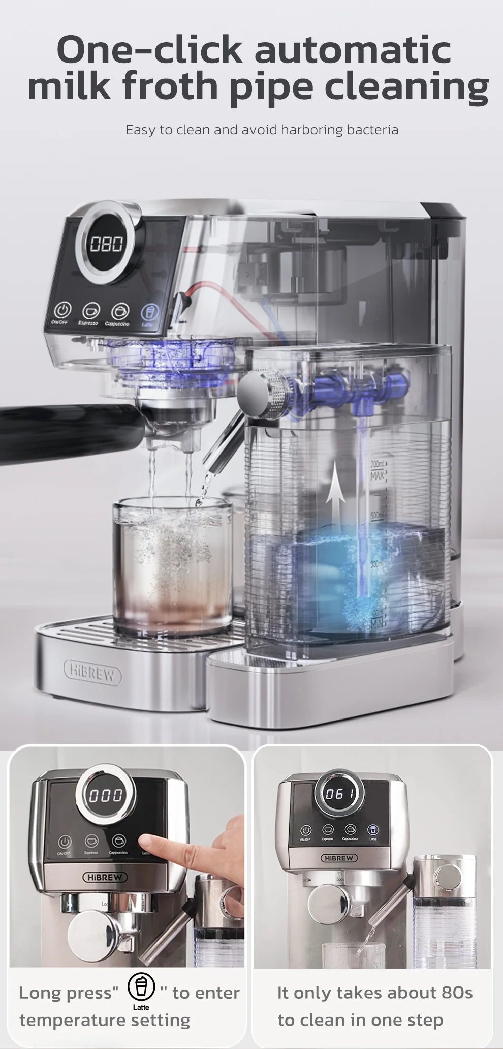 HiBREW H13A 20 Bar Espresso Coffee Machine With Milk Frother