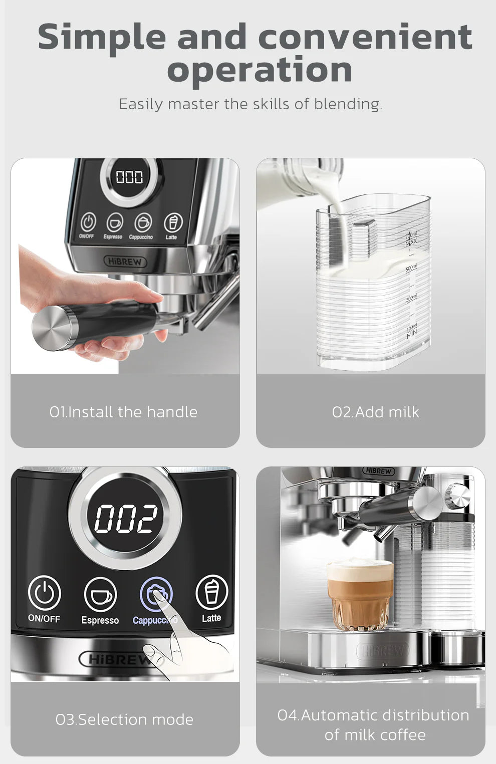 HiBREW H13A 20 Bar Espresso Coffee Machine With Milk Frother