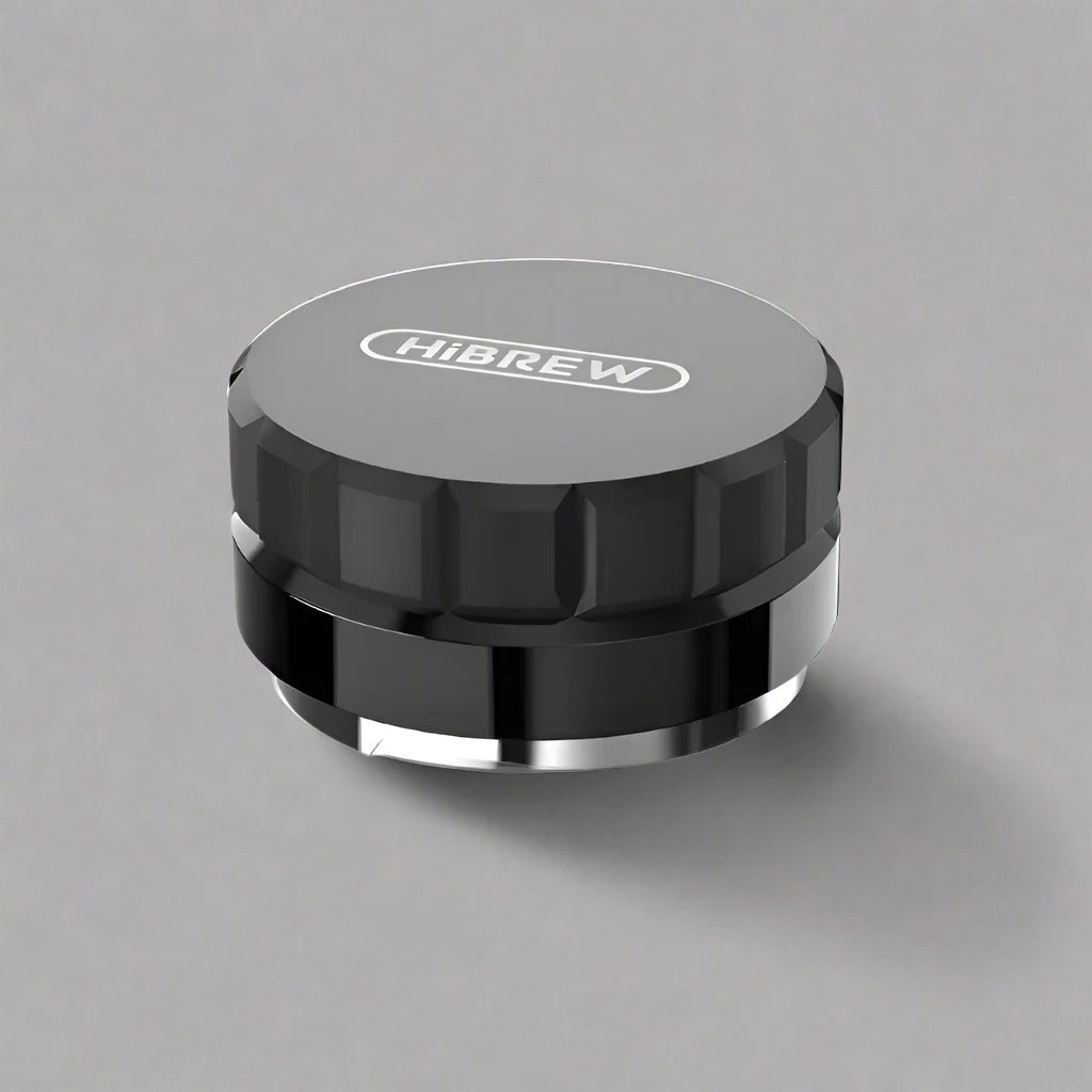 High-quality coffee distributor tool with an adjustable base, designed for even coffee ground distribution in espresso preparation, enhancing flavor extraction for barista-level results.