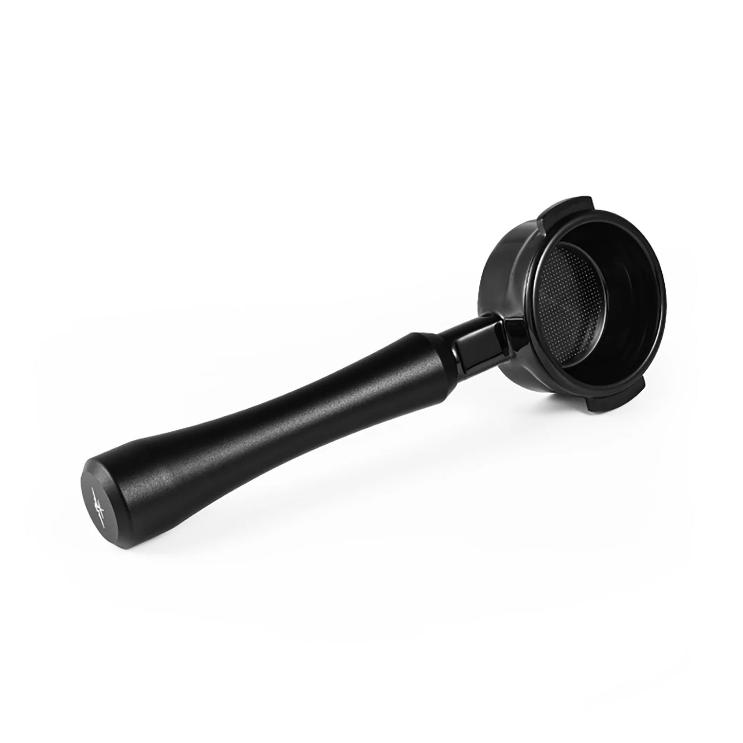 MHW-3BOMBER black bottomless portafilter. Espresso machine accessory with sleek handle design.