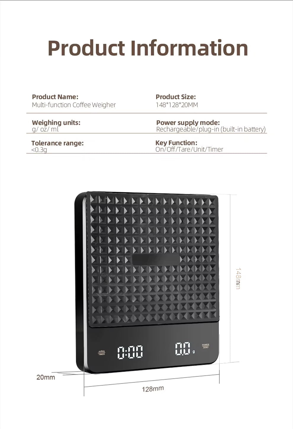 HiBREW Weighing Scale with Timer