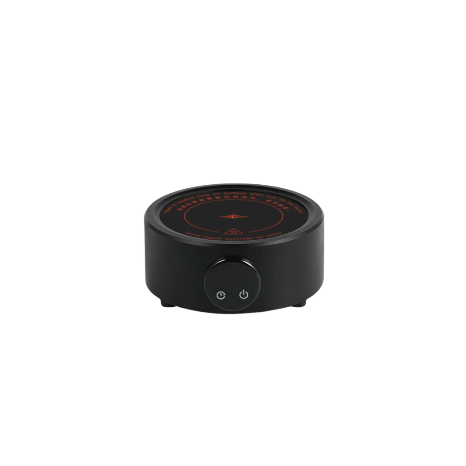 MHW-3BOMBER black mini electric stove with temperature control for coffee brewing.