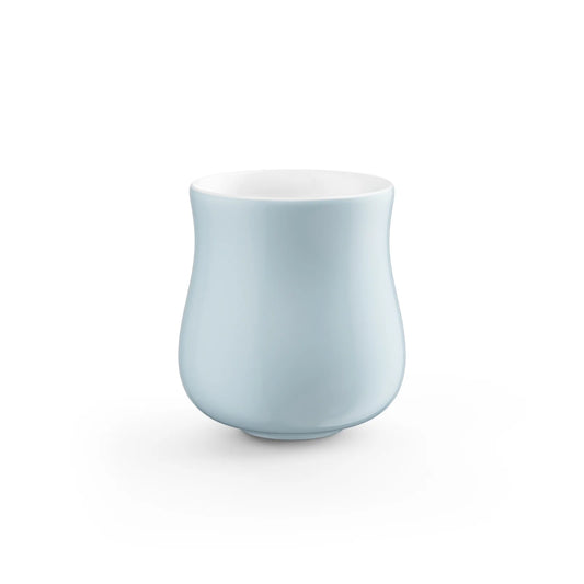 MHW-3BOMBER Aura light blue ceramic cup. Dual-cup design for distinct coffee flavor.