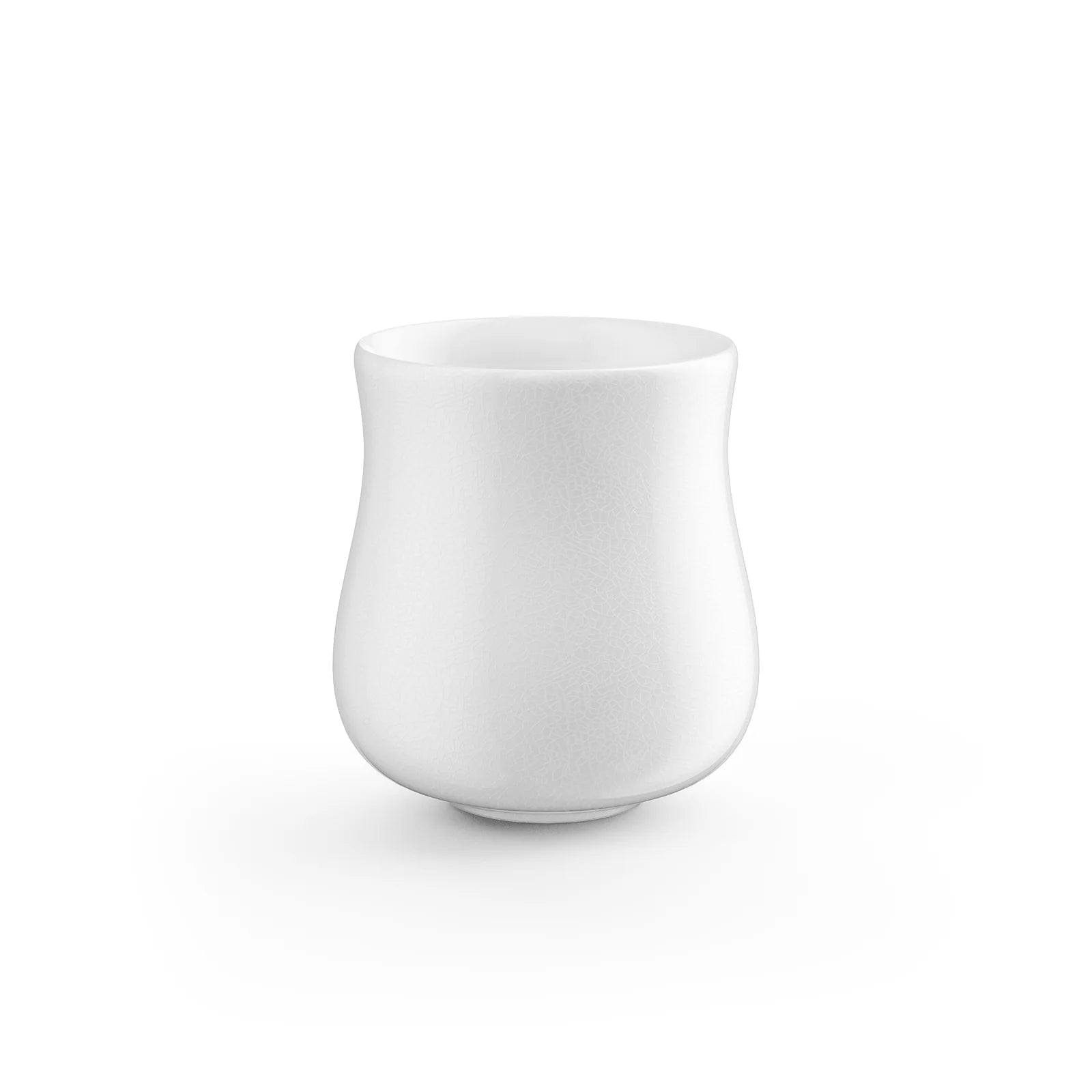 MHW-3BOMBER Aura Series white ceramic cup. Tulip shape, matte finish. Coffee or espresso cup.