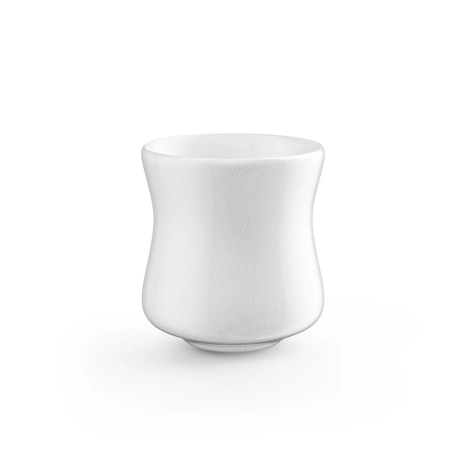 MHW-3BOMBER Aura Series cup, white ceramic, unique artisan glaze. Espresso & Pour-Over. 