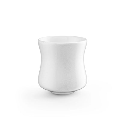 MHW-3BOMBER Aura Series cup, white ceramic, unique artisan glaze. Espresso & Pour-Over. 