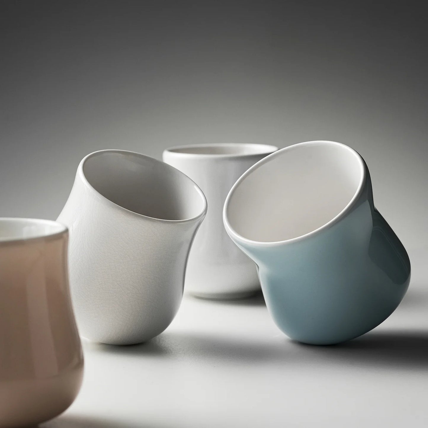 MHW-3BOMBER Aura ceramic cups, various colors, unique design. Espresso & pour-over coffee cup set. 