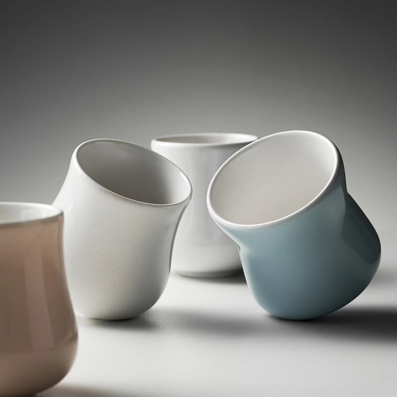 MHW-3BOMBER Aura ceramic cups, various colors, unique design. Espresso & pour-over coffee cup set. 