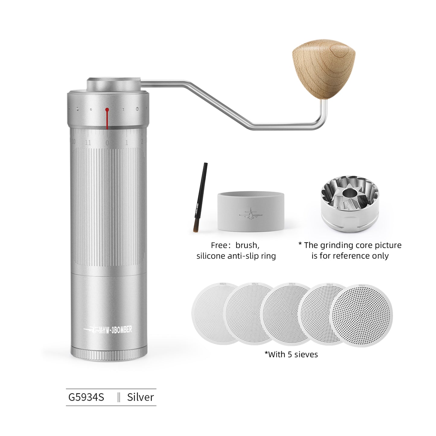 Close-up image of the MHW Bomber R3 manual coffee grinder, showcasing its sleek design, durable build, and precision grinding mechanism.